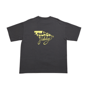 スライドショーキャンプ休暇Tシャツ - 墨の画像を開く
